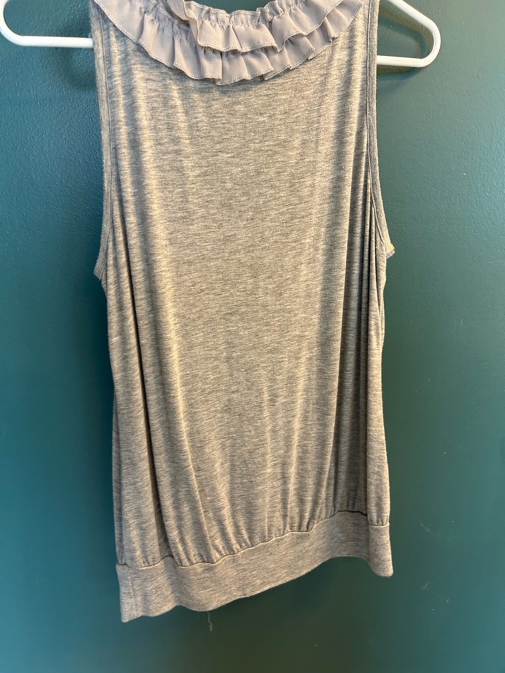 Gray Ruffle-Trim Sleeveless Top - Picture 3 of 4